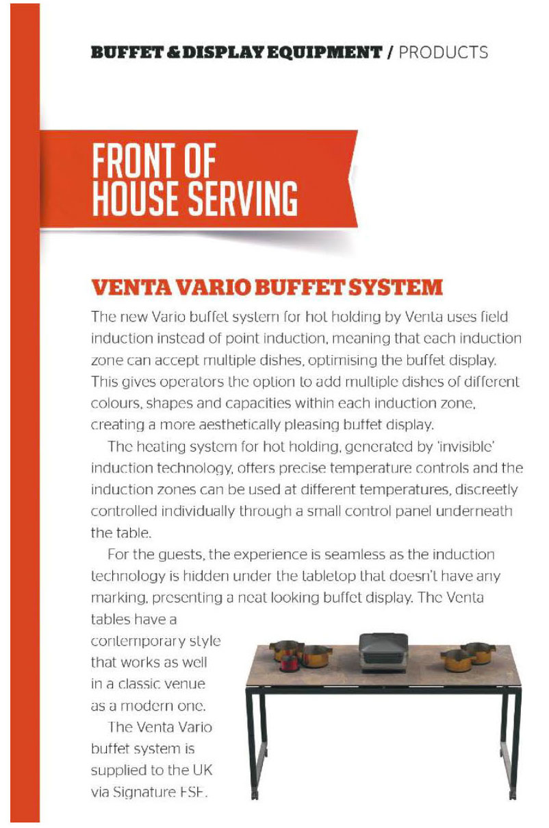 Venta – Press Article in Catering Insight May 2022